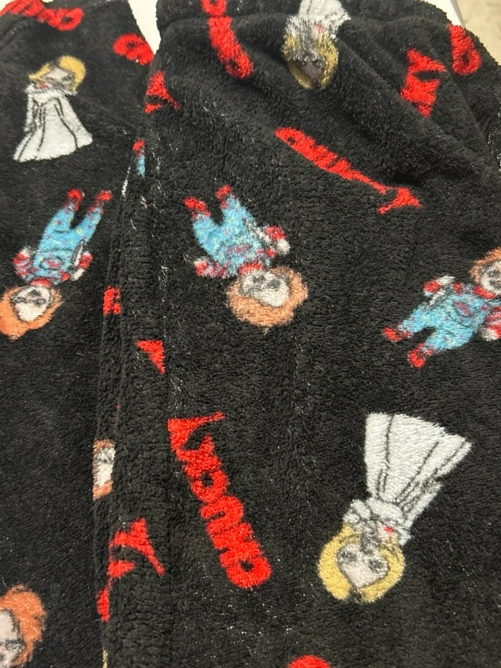 Kids Black Chucky Print Pajama Bottoms